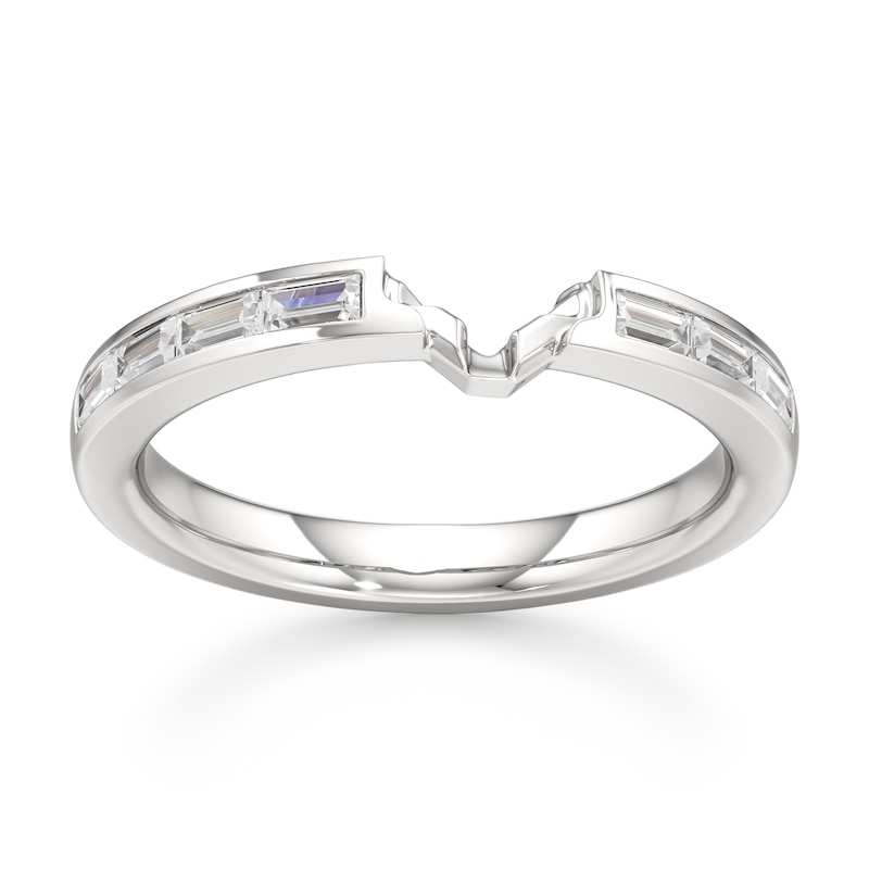 Main Image 1 of J'Lure Baguette-Cut Lab-Grown Diamond Contour Wedding Band 1/3 ct tw 18K White Gold