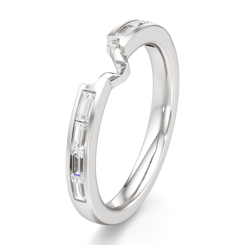 Main Image 4 of J'Lure Baguette-Cut Lab-Grown Diamond Contour Wedding Band 1/3 ct tw 18K White Gold