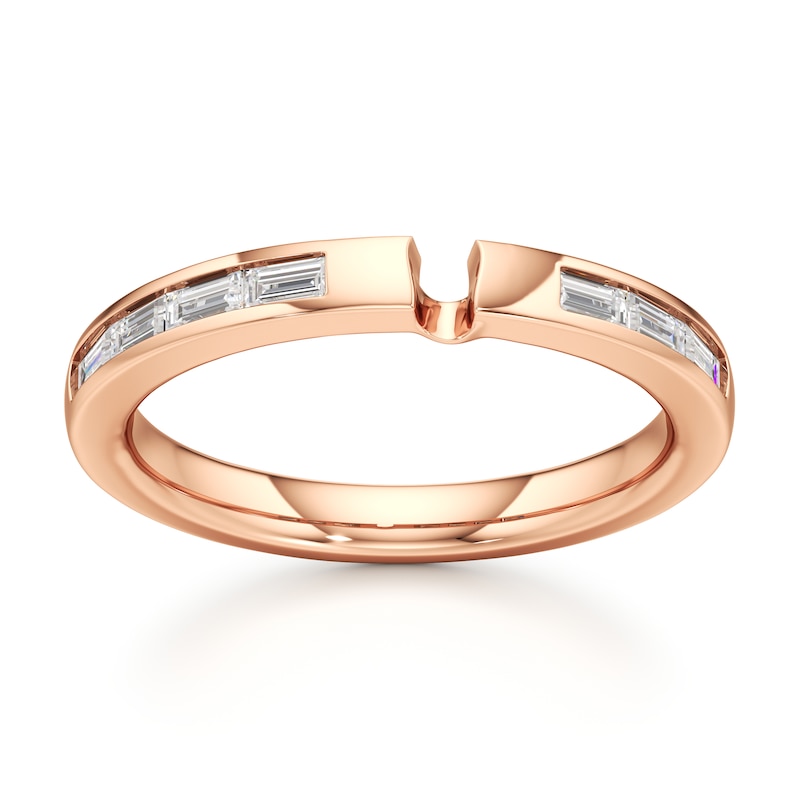 Main Image 1 of J'Lure Baguette-Cut Lab-Grown Diamond Contour Wedding Band 1/3 ct tw 18K Rose Gold