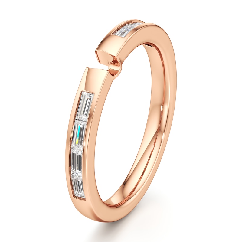 Main Image 4 of J'Lure Baguette-Cut Lab-Grown Diamond Contour Wedding Band 1/3 ct tw 18K Rose Gold