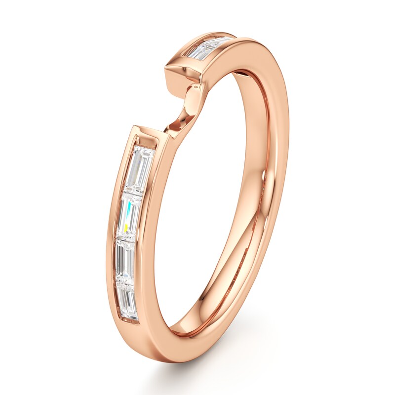 Main Image 4 of J'Lure Baguette-Cut Lab-Grown Diamond Contour Wedding Band 1/3 ct tw 18K Rose Gold