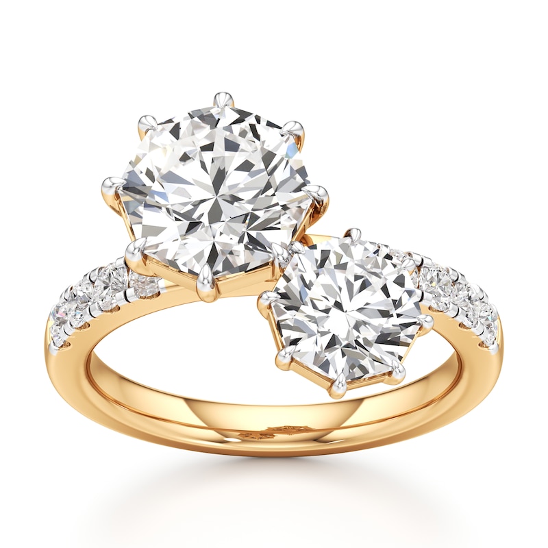 Main Image 1 of J'Lure Octagon Brilliant-Cut Two-Stone Lab-Grown Diamond Engagement Ring 3-1/3 ct tw 18K Yellow Gold