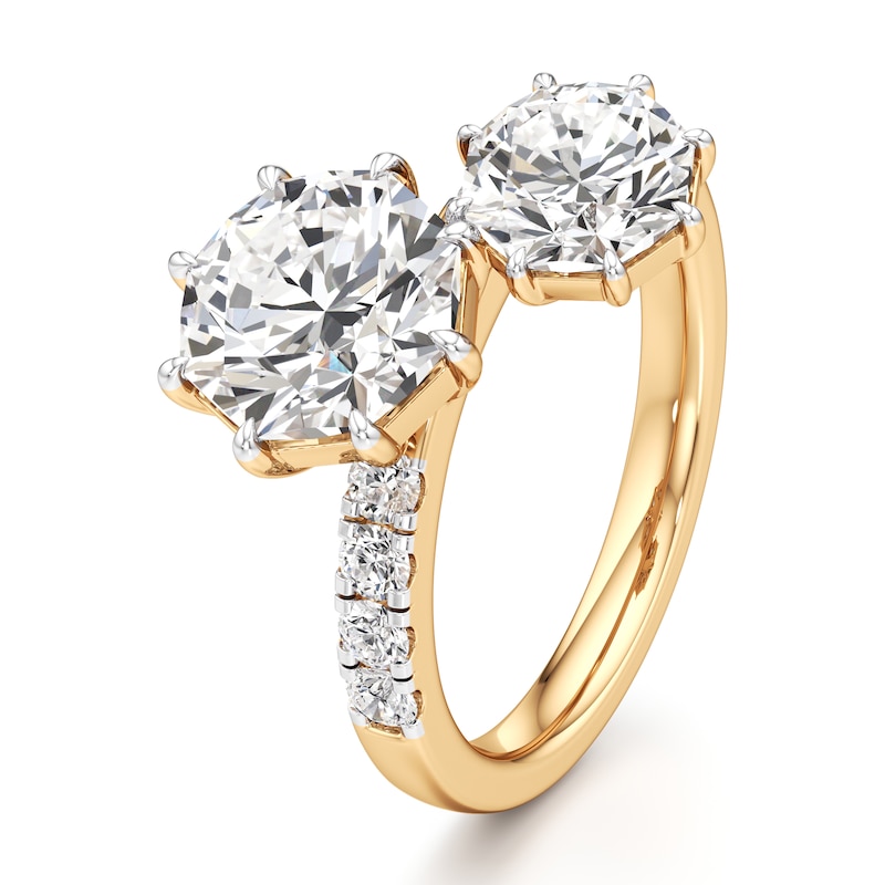 Main Image 4 of J'Lure Octagon Brilliant-Cut Two-Stone Lab-Grown Diamond Engagement Ring 3-1/3 ct tw 18K Yellow Gold