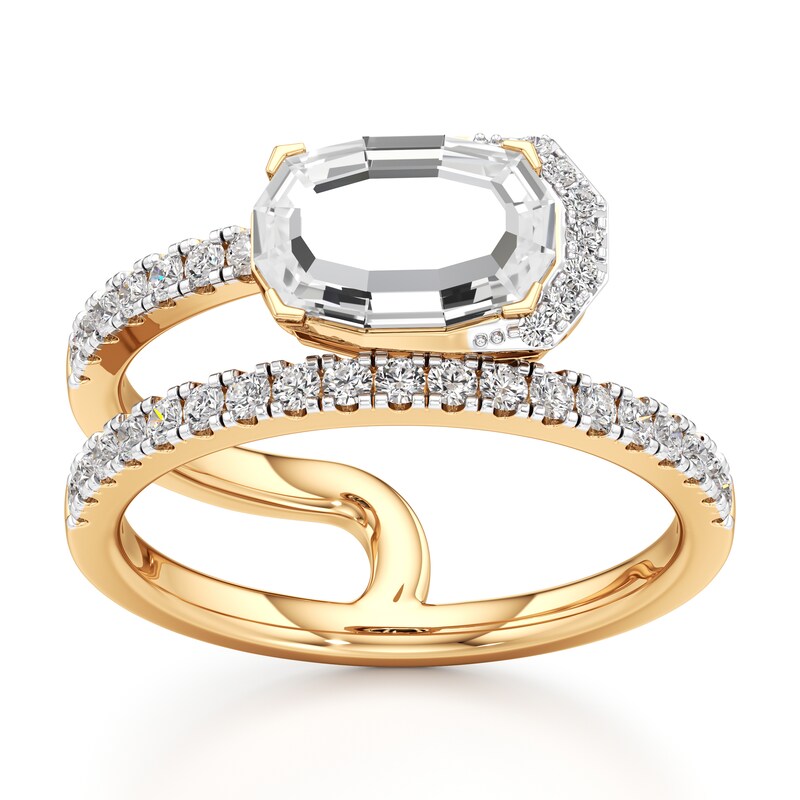Main Image 1 of J'Lure Oval Portrait-Cut Lab-Grown Diamond Spiral Engagement Ring 1-1/3 ct tw 18K Yellow Gold
