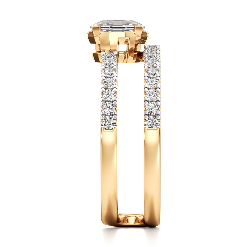 Main Image 3 of J'Lure Oval Portrait-Cut Lab-Grown Diamond Spiral Engagement Ring 1-1/3 ct tw 18K Yellow Gold