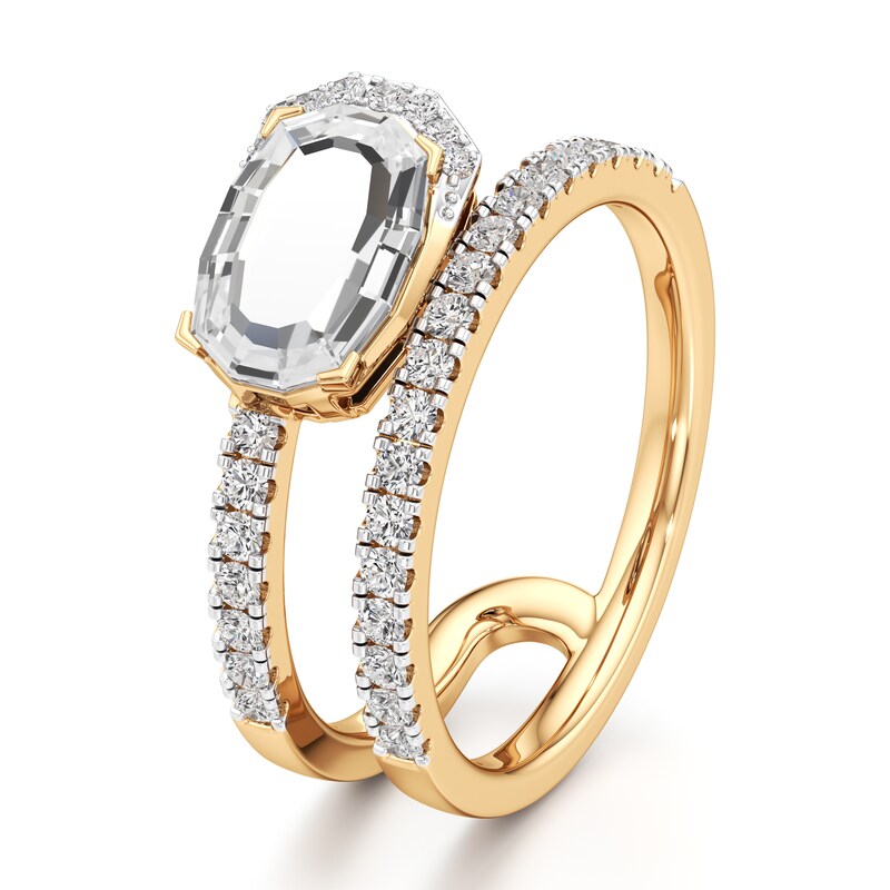 Main Image 4 of J'Lure Oval Portrait-Cut Lab-Grown Diamond Spiral Engagement Ring 1-1/3 ct tw 18K Yellow Gold