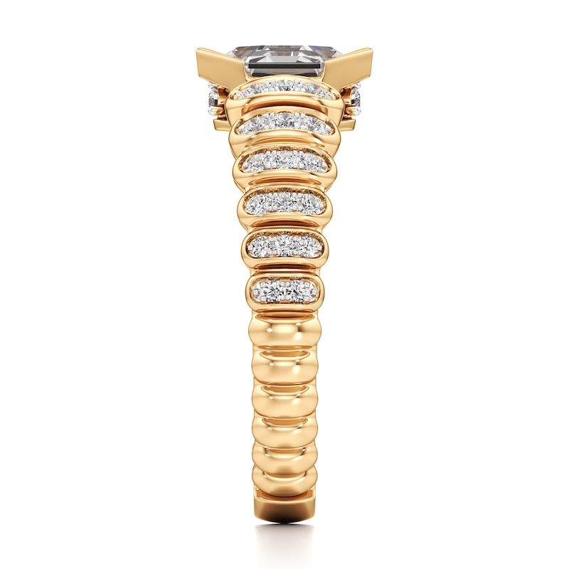 Main Image 3 of J'Lure Hexagon Step-Cut Lab-Grown Diamond Engagement Ring 1-1/4 ct tw 18K Yellow Gold