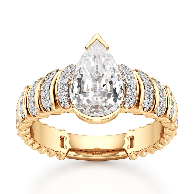 Main Image 1 of J'Lure Pear Step-Cut Lab-Grown Diamond Engagement Ring 2-1/3 ct tw 18K Yellow Gold