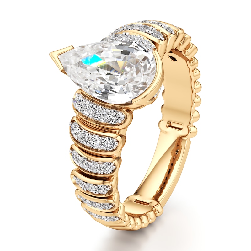 Main Image 4 of J'Lure Pear Step-Cut Lab-Grown Diamond Engagement Ring 2-1/3 ct tw 18K Yellow Gold