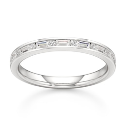 J'Lure Baguette & Round-Cut Lab-Grown Diamond Wedding Band 1/3 ct tw 18K White Gold