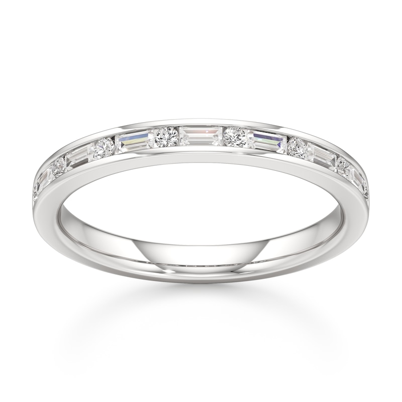 Main Image 1 of J'Lure Baguette & Round-Cut Lab-Grown Diamond Wedding Band 1/3 ct tw 18K White Gold