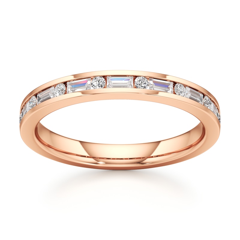 Main Image 1 of J'Lure Baguette & Round-Cut Lab-Grown Diamond Wedding Band 3/8 ct tw 18K Rose Gold