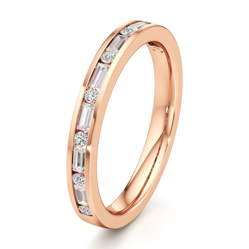 Main Image 4 of J'Lure Baguette & Round-Cut Lab-Grown Diamond Wedding Band 3/8 ct tw 18K Rose Gold