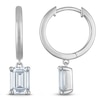 Thumbnail Image 1 of Emerald-Cut Lab-Grown Diamond Solitaire Dangle Hoop Earrings 2 ct tw 14K White Gold (SI2/F)