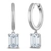 Thumbnail Image 2 of Emerald-Cut Lab-Grown Diamond Solitaire Dangle Hoop Earrings 2 ct tw 14K White Gold (SI2/F)