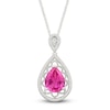 Thumbnail Image 1 of Pear-Shaped Pink Lab-Created Sapphire & Diamond Filigree Necklace 1/10 ct tw Sterling Silver 18"