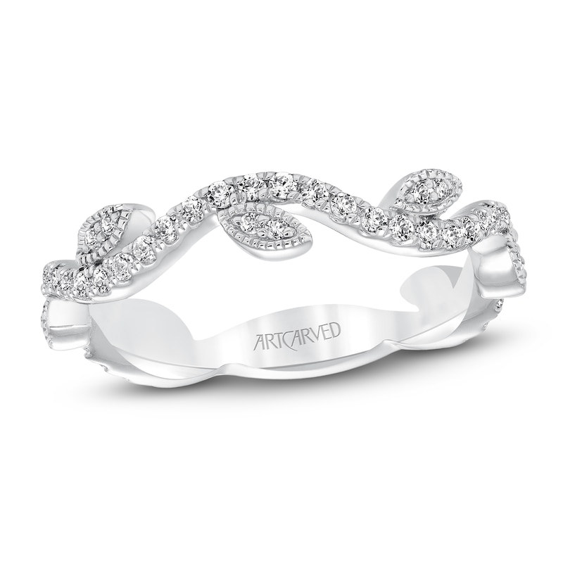 Main Image 1 of ArtCarved Diamond Leaf & Vine Anniversary Ring 3/8 ct tw 14K White Gold