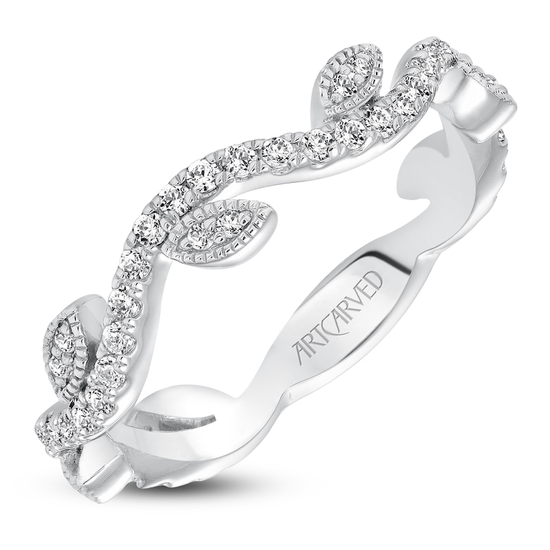 Main Image 2 of ArtCarved Diamond Leaf & Vine Anniversary Ring 3/8 ct tw 14K White Gold