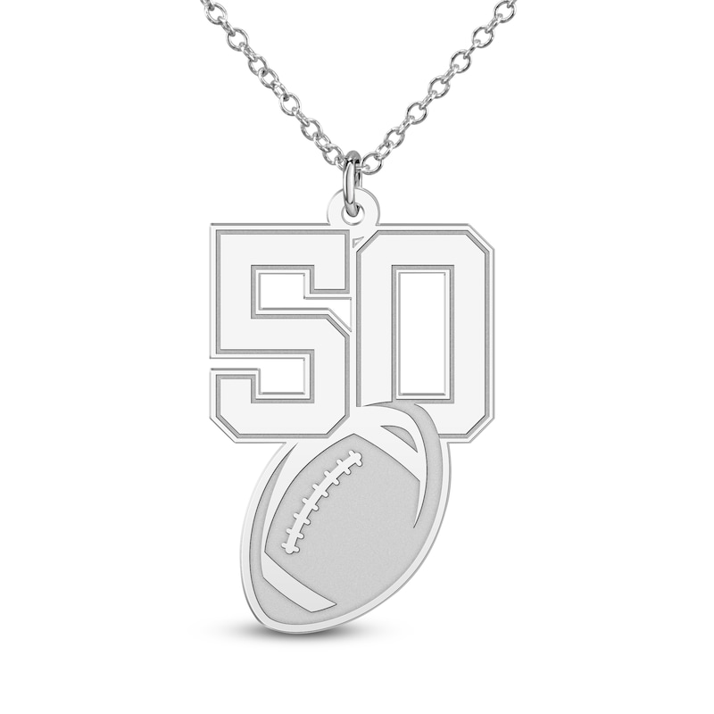 Main Image 3 of Engravable Sports Number Necklace 10K White Gold 18"