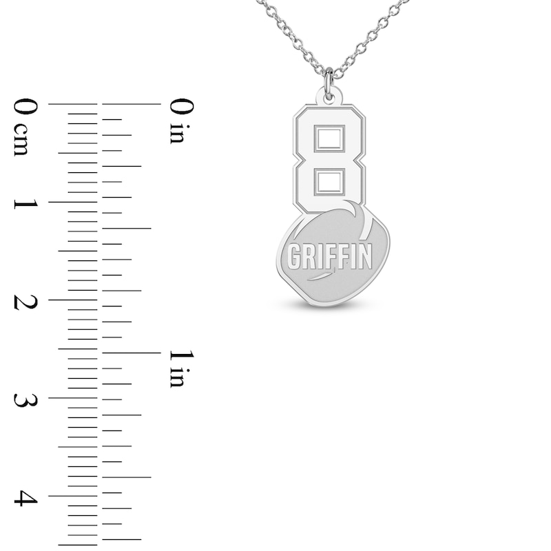 Main Image 9 of Engravable Sports Number Necklace 10K White Gold 18"