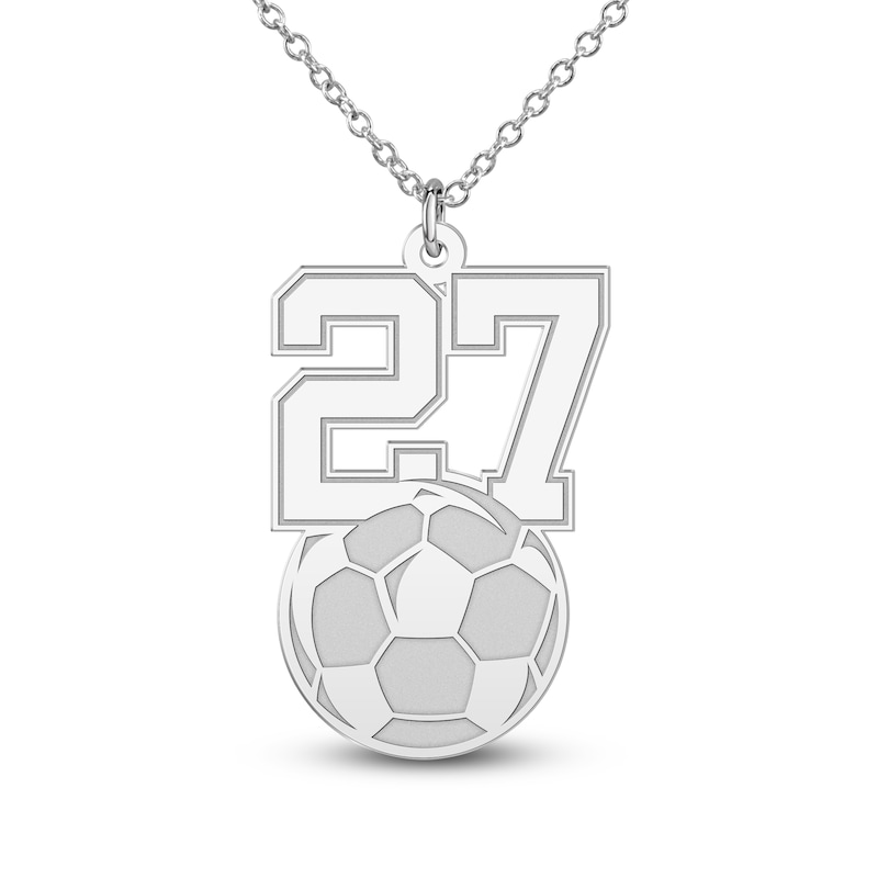 Main Image 10 of Engravable Sports Number Necklace 10K White Gold 18"