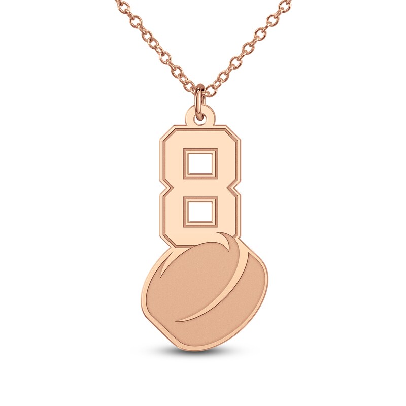Main Image 4 of Engravable Sports Number Necklace 14K Rose Gold 18"