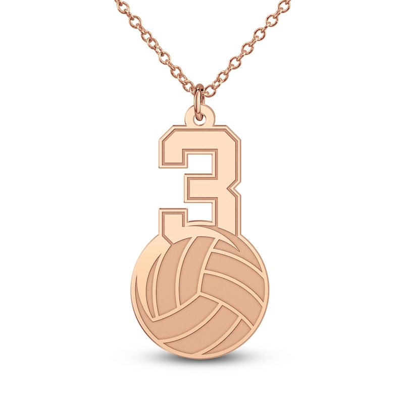 Main Image 7 of Engravable Sports Number Necklace 14K Rose Gold 18"
