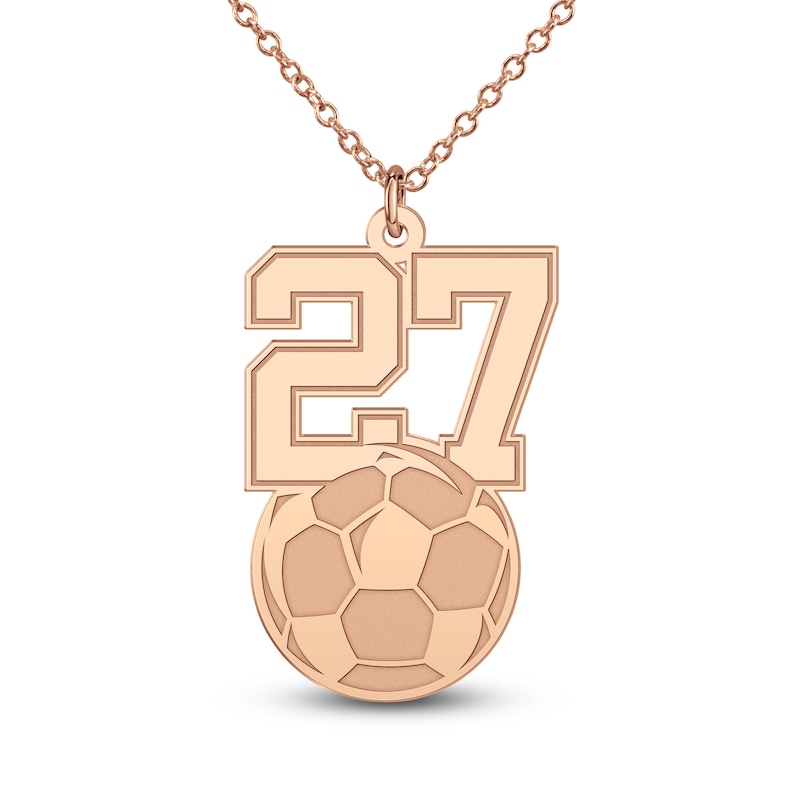 Main Image 10 of Engravable Sports Number Necklace 14K Rose Gold 18"