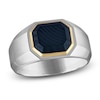 Thumbnail Image 1 of Forged by Jared Men's Octagon Ring Damascus Steel, Sterling Silver & 18K Yellow Gold