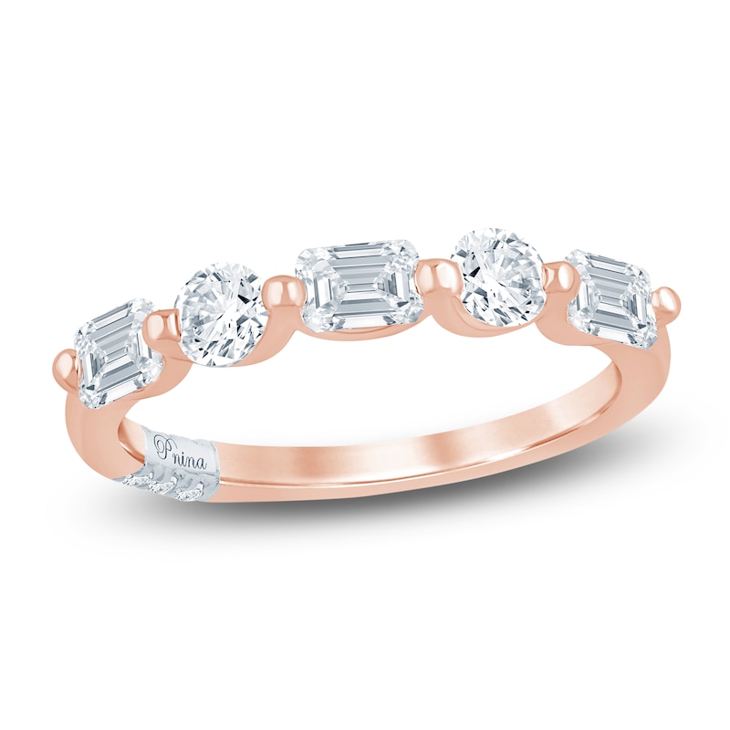 Main Image 1 of Pnina Tornai Emerald & Round-Cut Lab-Grown Diamond Five-Stone Anniversary Ring 1 ct tw 14K Rose Gold