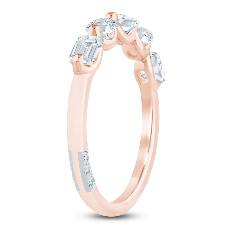 Main Image 2 of Pnina Tornai Emerald & Round-Cut Lab-Grown Diamond Five-Stone Anniversary Ring 1 ct tw 14K Rose Gold