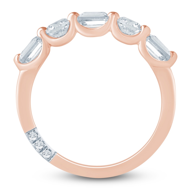 Main Image 4 of Pnina Tornai Emerald & Round-Cut Lab-Grown Diamond Five-Stone Anniversary Ring 1 ct tw 14K Rose Gold
