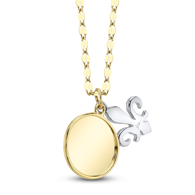 Main Image 3 of Shy Creation Diamond Pavé Fleur-de-Lis Double Charm Necklace 14K Two-Tone Gold 18" JR55028302