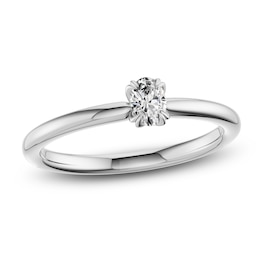 Oval-Cut Diamond Solitaire Engagement Ring 1/4 ct tw 14K White Gold (I2/I)