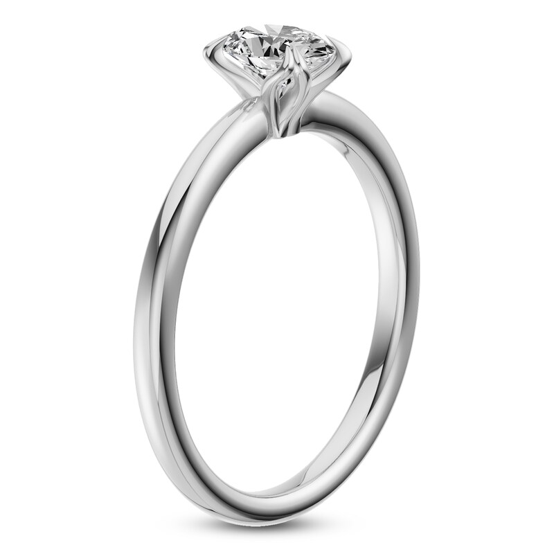 Main Image 2 of Certified Oval-Cut Diamond Solitaire Engagement Ring 1/2 ct tw 18K White Gold (SI2/G)