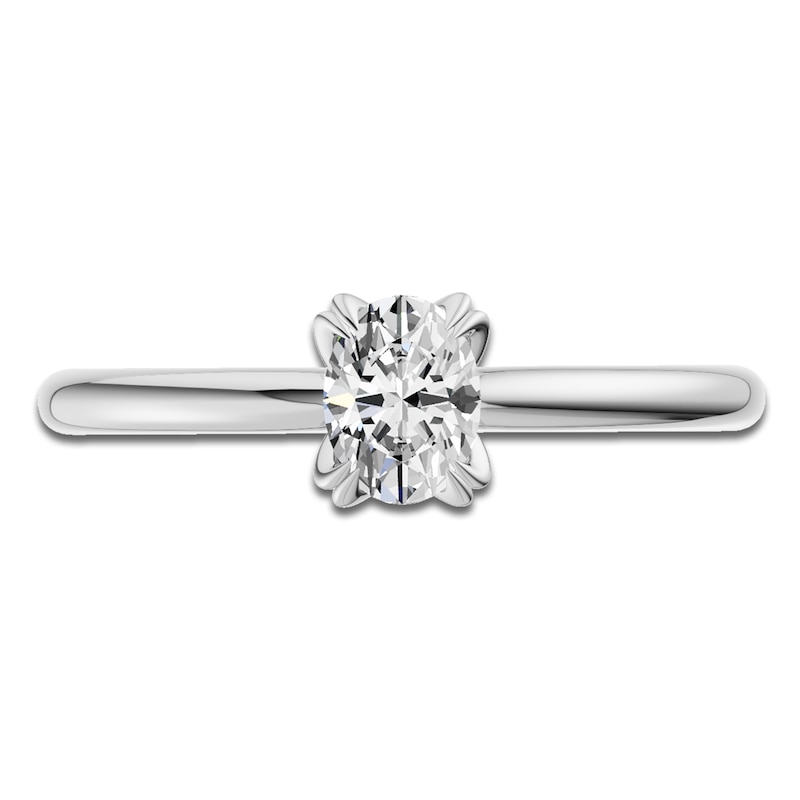 Main Image 3 of Certified Oval-Cut Diamond Solitaire Engagement Ring 1/2 ct tw 18K White Gold (SI2/G)