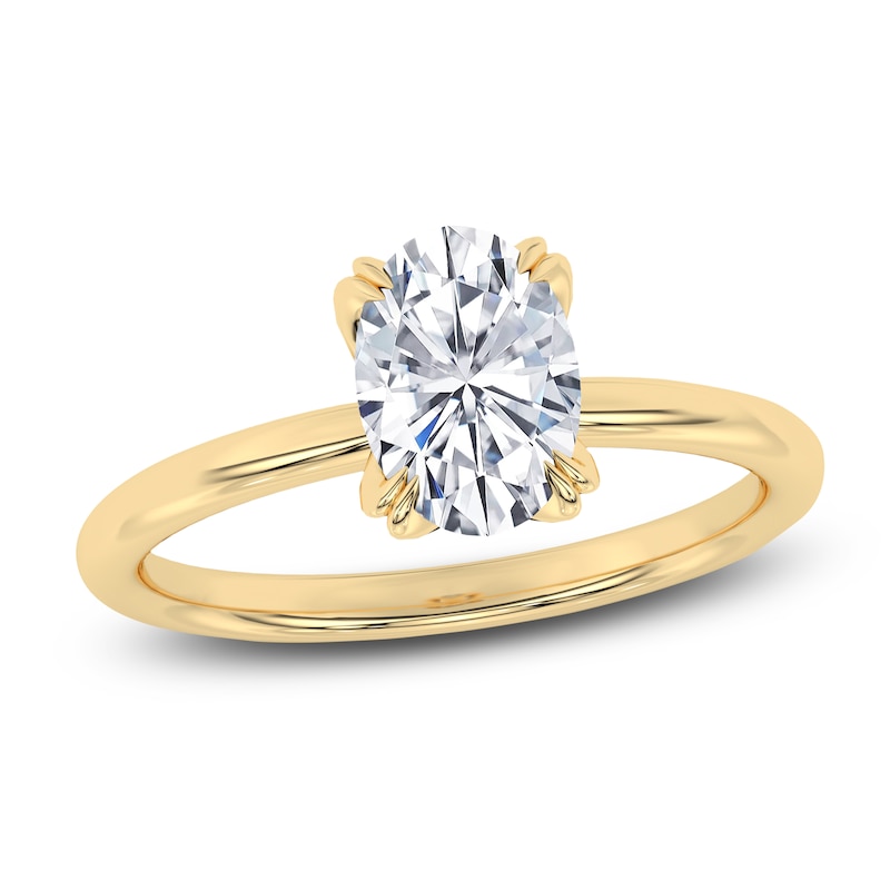 Main Image 1 of Certified Oval-Cut Diamond Solitaire Engagement Ring 1-1/2 ct tw 14K Yellow Gold (I1/I)