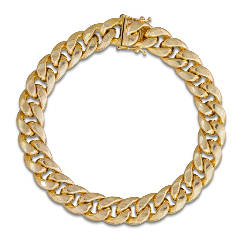 Curb Chain Bracelet 9.3mm Semi-Solid 10K Yellow Gold 8.5"