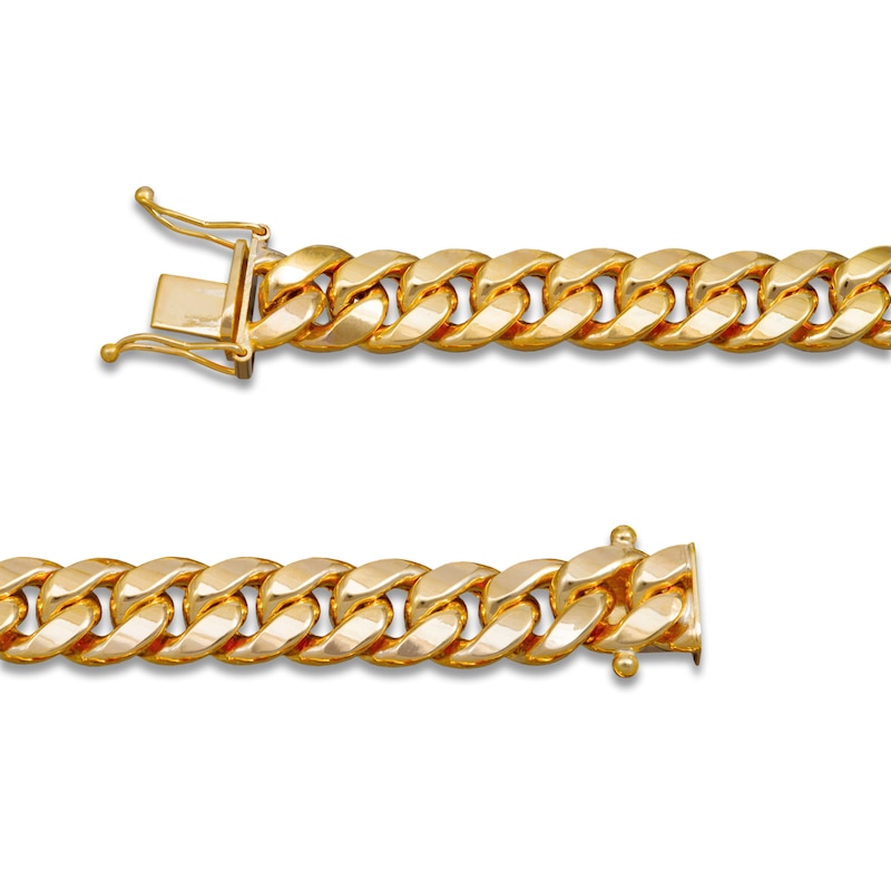 Main Image 2 of Curb Chain Bracelet 9.3mm Semi-Solid 10K Yellow Gold 8.5"