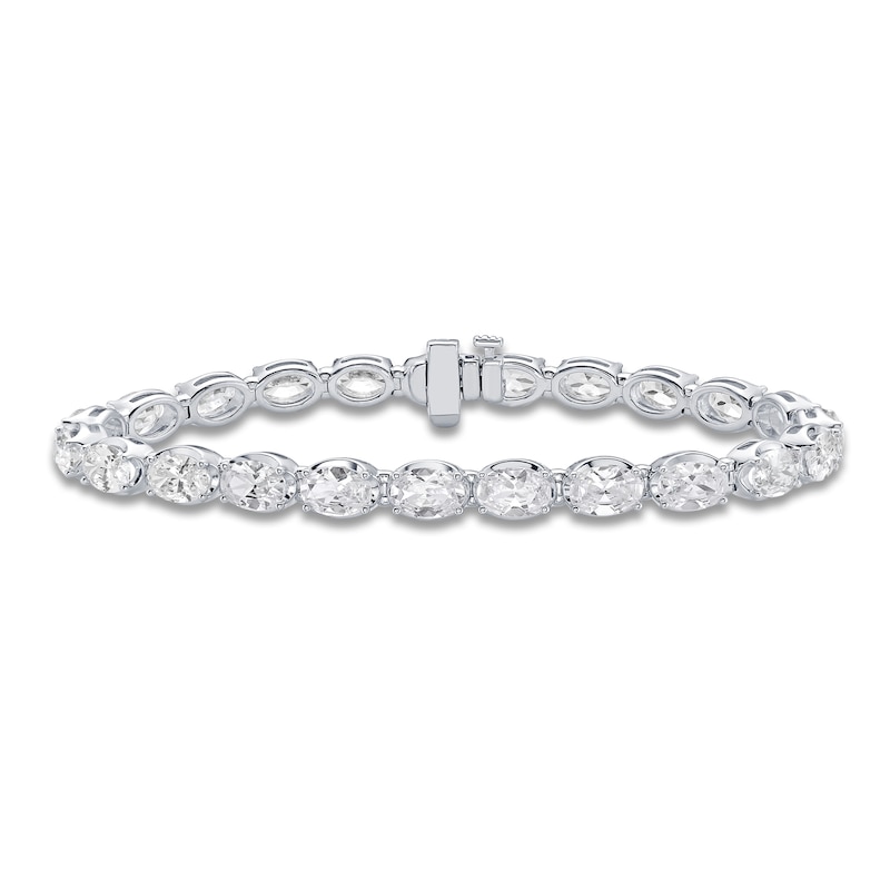 Main Image 1 of Oval-Cut Lab-Grown Diamond Tennis Bracelet 14-3/8 ct tw 10K White Gold 7"