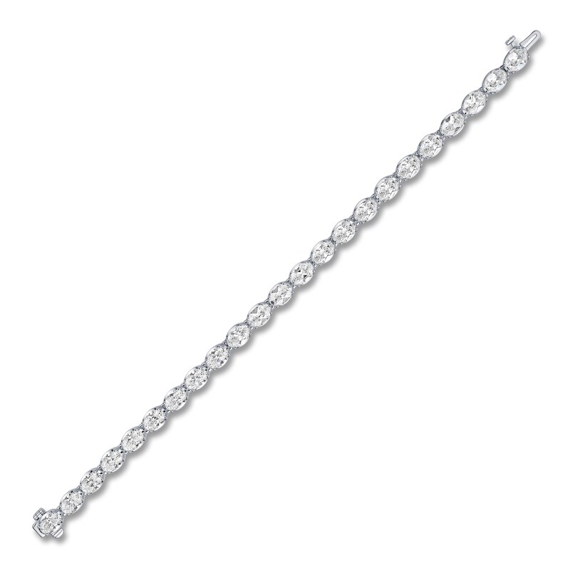 Main Image 2 of Oval-Cut Lab-Grown Diamond Tennis Bracelet 14-3/8 ct tw 10K White Gold 7"