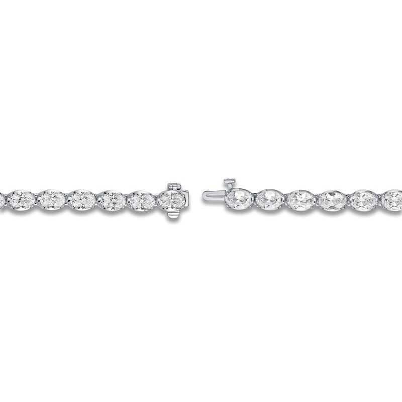 Main Image 3 of Oval-Cut Lab-Grown Diamond Tennis Bracelet 14-3/8 ct tw 10K White Gold 7"