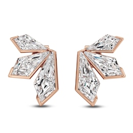 J'Lure Kite Step-Cut Lab-Grown Diamond Three-Stone Earrings 2-7/8 ct tw 14K Rose Gold