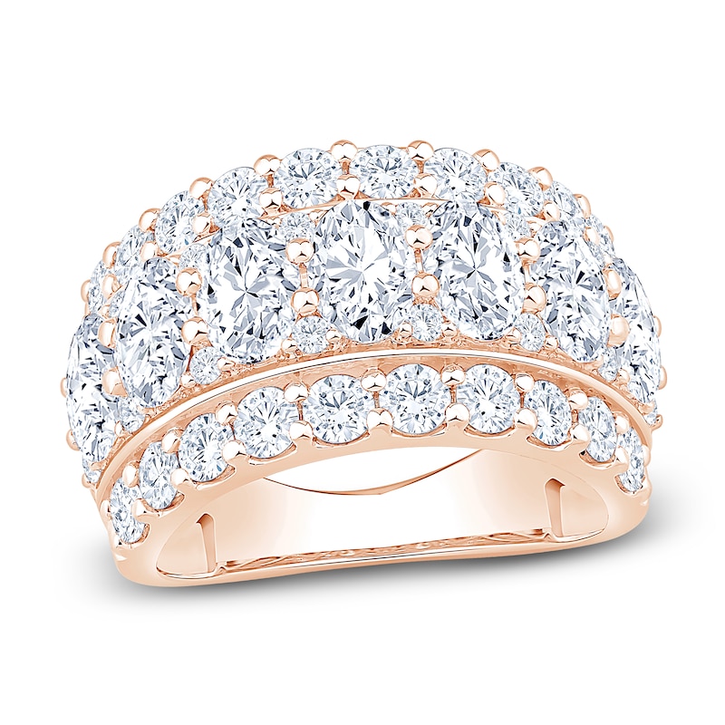 Main Image 1 of Oval & Round-Cut Lab-Grown Diamond Three-Row Anniversary Ring 4-1/4 ct tw 14K Rose Gold