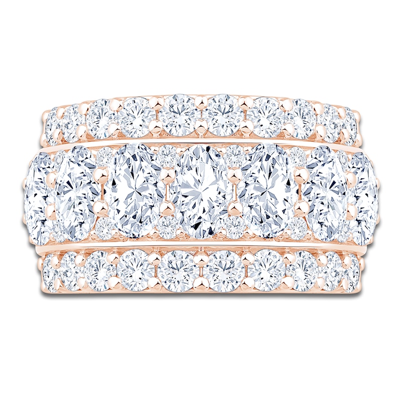 Main Image 3 of Oval & Round-Cut Lab-Grown Diamond Three-Row Anniversary Ring 4-1/4 ct tw 14K Rose Gold