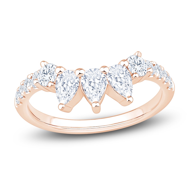 Main Image 1 of Pear-Shaped & Round-Cut Lab-Grown Diamond Contour Anniversary Ring 1 ct tw 14K Rose Gold