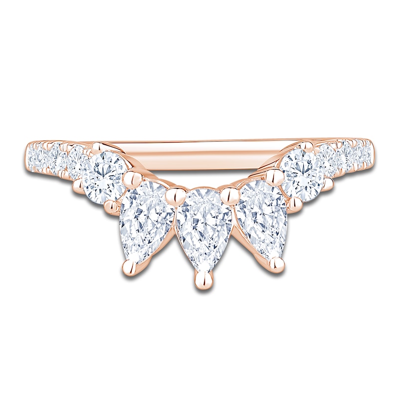 Main Image 3 of Pear-Shaped & Round-Cut Lab-Grown Diamond Contour Anniversary Ring 1 ct tw 14K Rose Gold