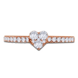 Multi-Diamond Heart Promise Ring 3/8 ct tw 10K Rose Gold