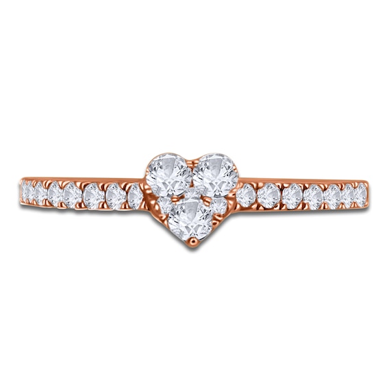 Multi-Diamond Heart Promise Ring 3/8 ct tw 10K Rose Gold