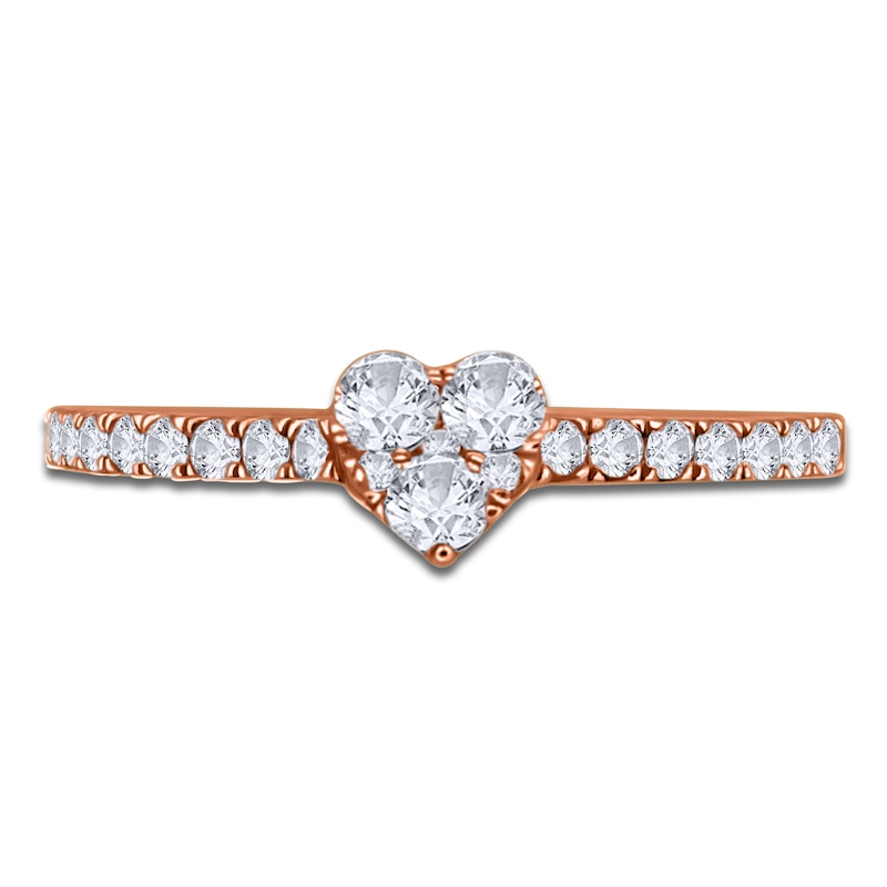 Main Image 1 of Multi-Diamond Heart Promise Ring 3/8 ct tw 10K Rose Gold